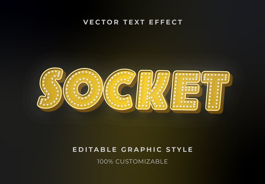 Yellow And White Lightbulb Text Effect Retro Bulb 3D Font