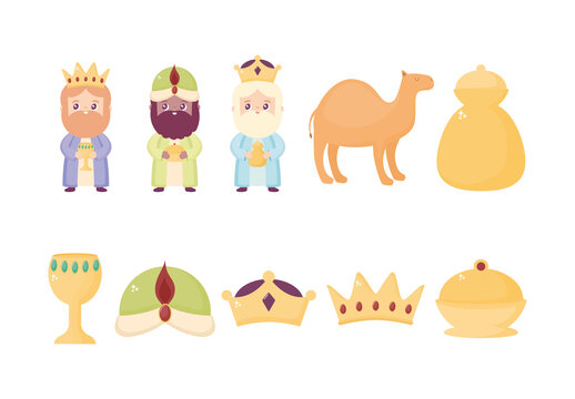 Epiphany Three Kings Nativity Religious Illustration Set