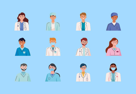 Medical Staff Healthcare Character Illustration Set