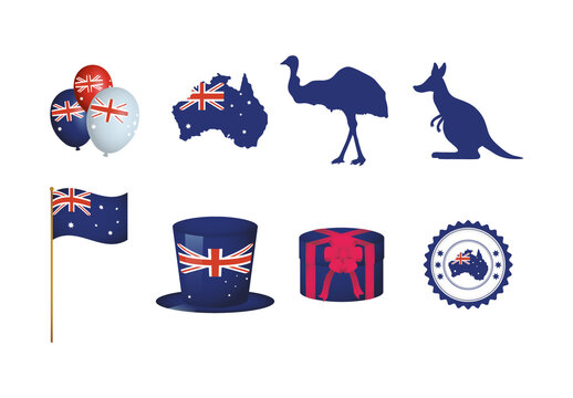 Colorful Australia Day Illustrations Set