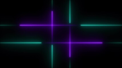Abstract glowing neon line animation. Neon colors line moving, direction of the horizontal and vertical line isolated on black background. 4k - Powered by Adobe