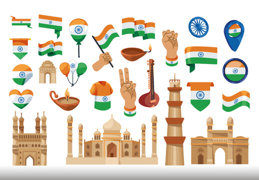 Indian Republic Illustration Set