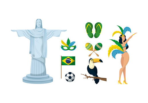 Brazil Carnival Tropical Illustration Set