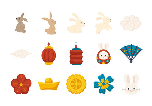 Colorful Chinese Culture Illustrations Set