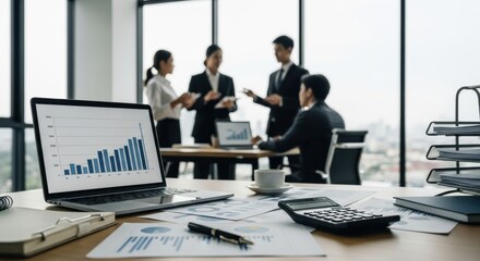 Business People Meeting and Discussing Financial Data Charts