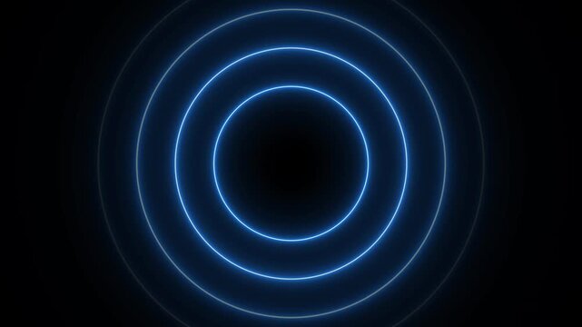 Neon circle radio wave icon background video. Technology radio station signal 4k animation.