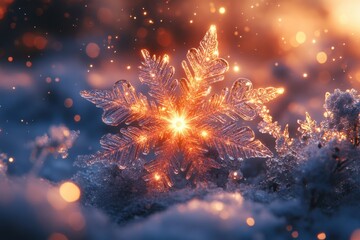 Fototapeta premium Snowflakes falling on a snow-covered floor.