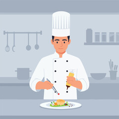 Chef Presenting Dish at Restaurant