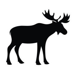Majestic Moose Silhouette: A striking, minimalist silhouette of a moose, its impressive antlers silhouetted against the plain background, creating a bold, memorable image.