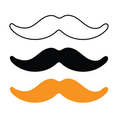 Mustache Collection: A set of three distinct mustache designs, each with unique characteristics, are presented, showcasing diverse styles and silhouettes.