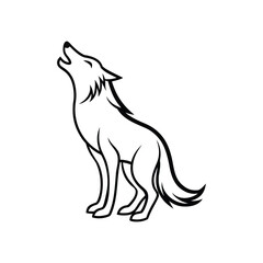 Wolf Howling With Tilted Head And Elegant Silhouette