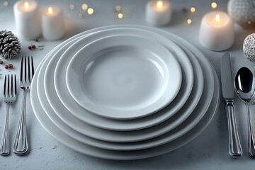 Classic dinner setup with floral centerpiece high resolution picture