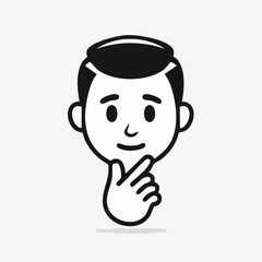 Cartoon depiction of a person pondering with a thoughtful expression