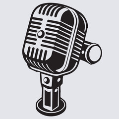 microphone classic vintage silhouette vector art illustration, retro microphone vector illustration