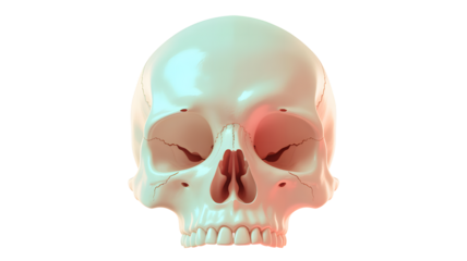 Human skull anatomical model isolated on transparent background