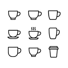 set of outline icons cups vector on a white background
set of 9 line icons, vector, on a white background