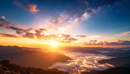 日の出の写真　雲海　絶景