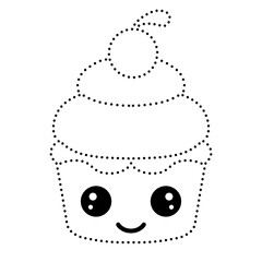 cartoon food dotted line drawing practice 