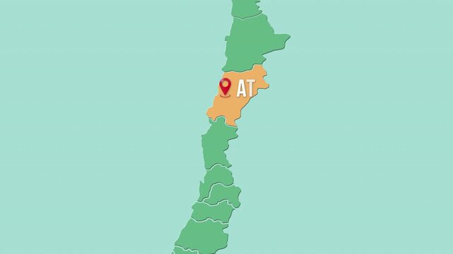 Mapa de Chile con divisi&oacute;n pol&iacute;tica resaltando la regi&oacute;n Atacama