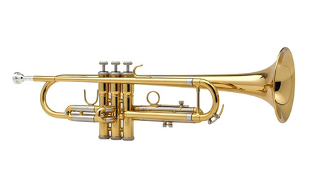 Obraz premium Brass trumpet musical instrument isolated on black