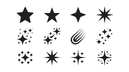 Obraz premium Set of minimalist star icons simple flat vector design element for web and mobile apps isolated on white background