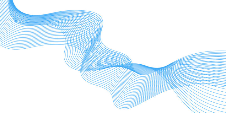 Abstract blue wave line background. Abstract modern background with blue wavy lines and particles. Technology backdrop. 