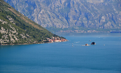 A view of the Bay of Kotor and the Adriatic Sea in Montenegro