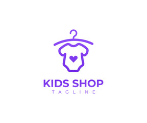 Fototapeta premium Kids Shop Logo Design Baby Apparel Hanger Graphic