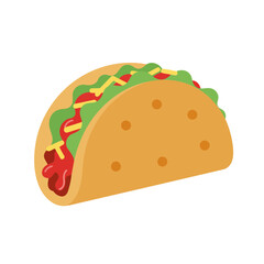 Vibrant Flat Design Taco Vector Illustration with Colorful Fillings