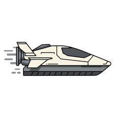 Sleek Futuristic Hovercraft Vector Illustration with Speed Lines in Flat Design