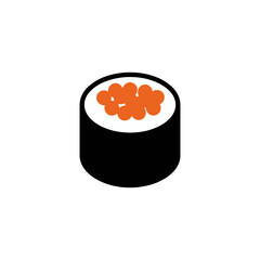 Minimalist Flat Design Maki Sushi Vector Illustration with Bright Orange Roe © Acs