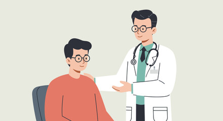 Fototapeta premium Doctor comforting a patient during medical consultation in clinic, healthcare and treatment concept