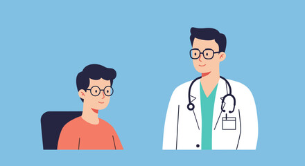 Fototapeta premium Doctor and Patient in Consultation Healthcare Visit Illustration