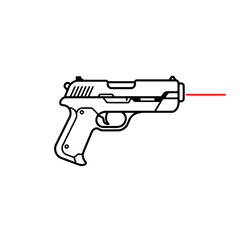 Modern Minimalist Handgun Vector Illustration with Red Laser Sight