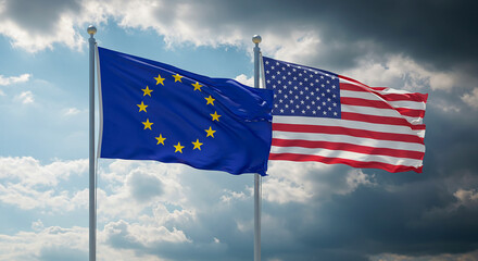 United States European Union Flags International Relations Diplomacy Cooperation Alliances and Political Landscape for