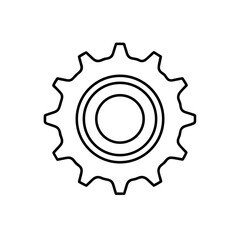 Isolated gear wheel outline drawing silhouette