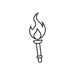 Outline drawing of a torch flame silhouette