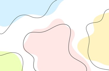Pastel abstract background with organic shapes and line art