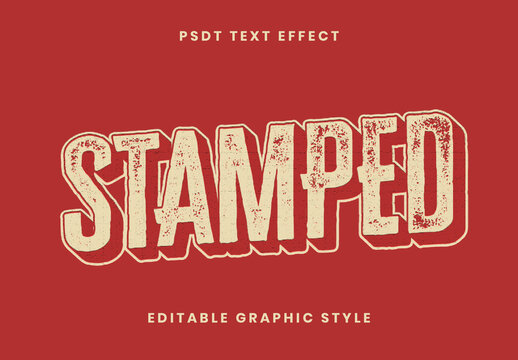 Beige And Red Retro Stamp Text Effect Vintage 3D Distressed Font