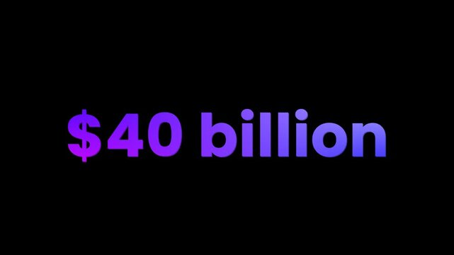 40 billion dollars number counter animation alpha channel