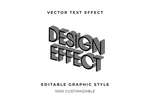 Black Isometric 3D Text Effect Geometric Lines Font