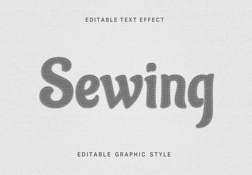 Gray And White Stitch Embroidery Text Effect Sewing Textile Font