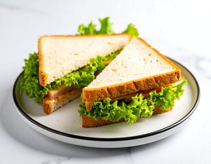 Two triangular sandwich slices on a plate (1)