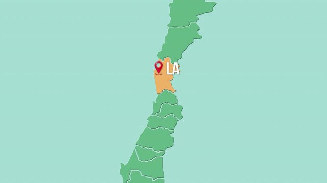 Mapa de Chile con divisi&oacute;n pol&iacute;tica resaltando la regi&oacute;n Coquimbo y su capital La Serena