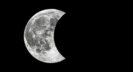 A crescent moon is seen in the dark night sky