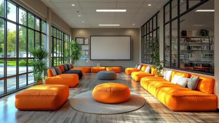 Professional team collaborating in a bright modern office during a strategic planning session with laptops, charts, and digital devices illustrating teamwork, innovation, and growth