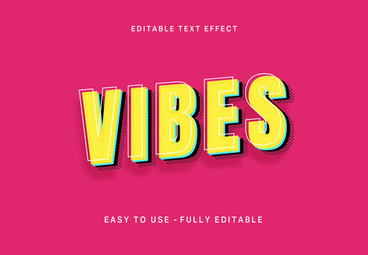 Yellow Halftone Multicolored Text Effect Comic Bold 3D Font