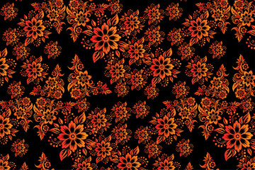 Orange and Black Geometric Triangle Seamless Pattern Design