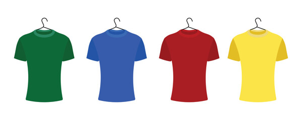 Color T-Shirt Icon Four Set for Fashion Design, Clothing Stores, Apparel Branding, Casual Wear, Textile Industry, and Style Illustration Projects.
