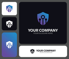 Modern shield logo design with sleek tech connection, perfect for innovative cybersecurity businesses and brands seeking a strong, secure identity